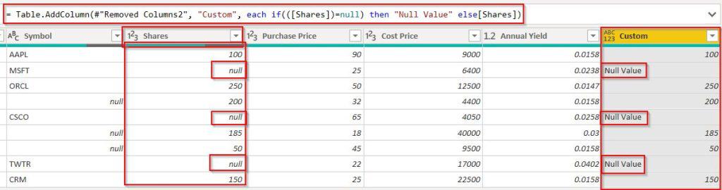 Power BI if null then else example