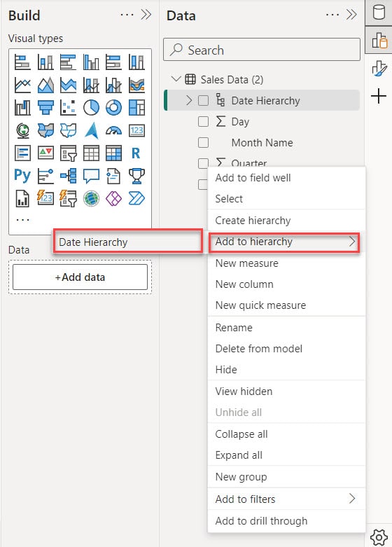 power bi make date hierarchy