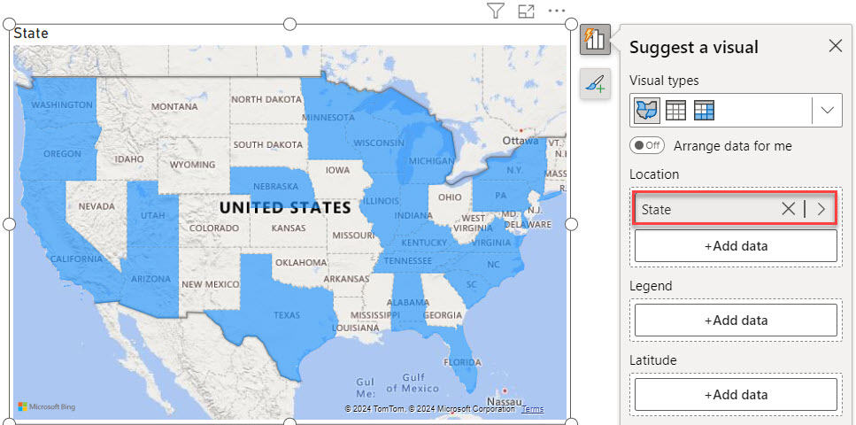 power bi map color by value