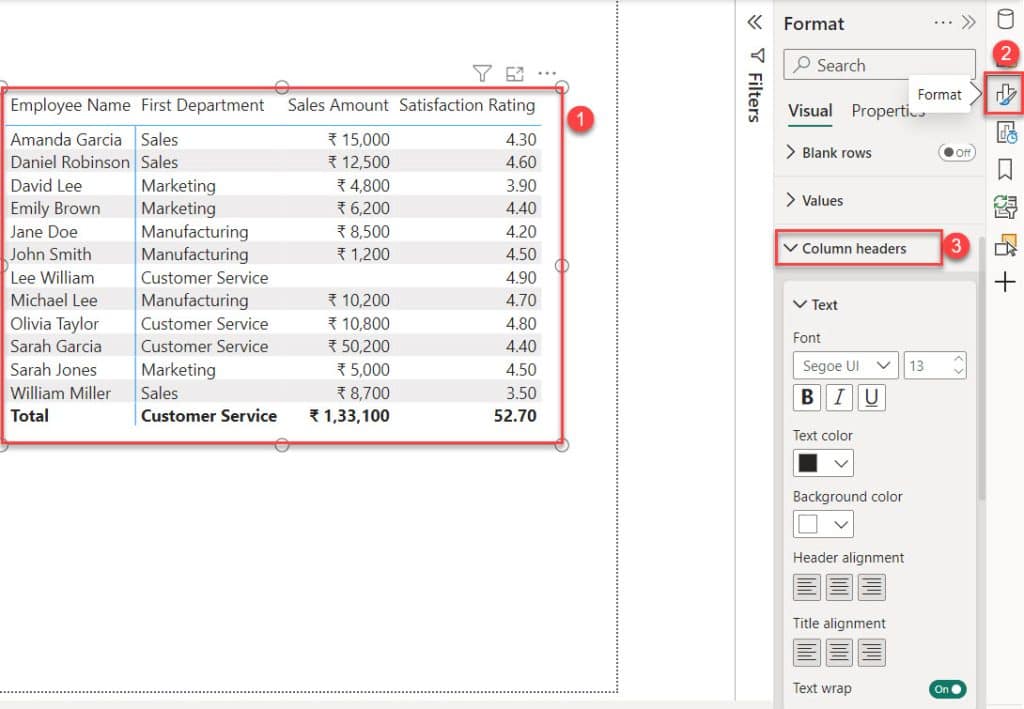 power bi matrix multiple column headers