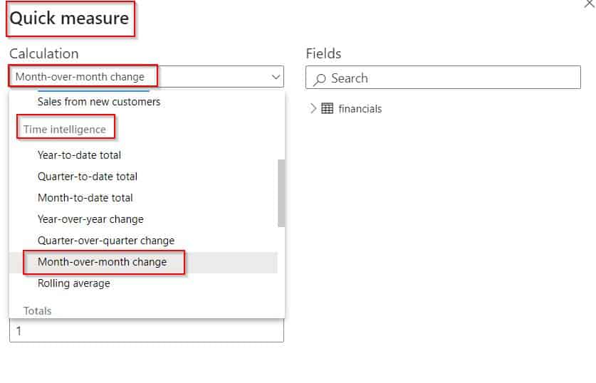 Power BI Month-over-Month Change quick measure example