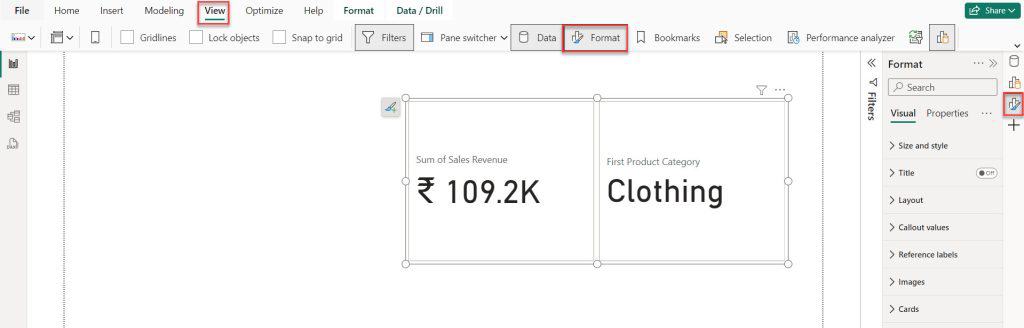 power bi new card formatting