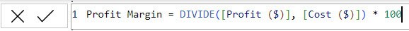 power bi new measure divide two columns