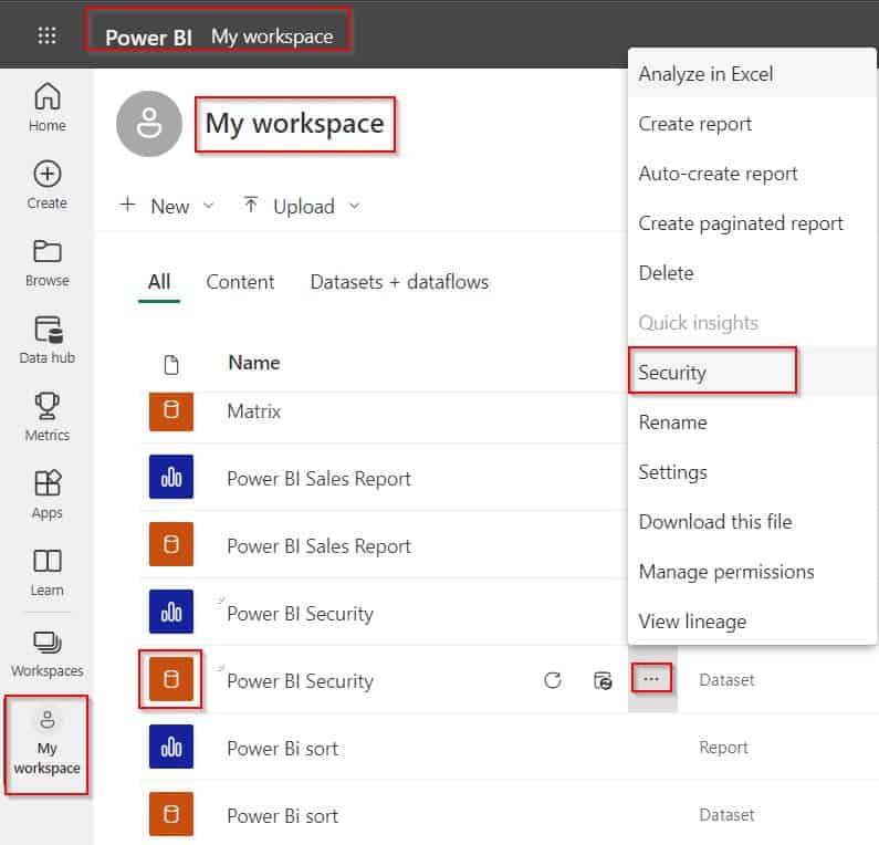 Power BI Object level Security example