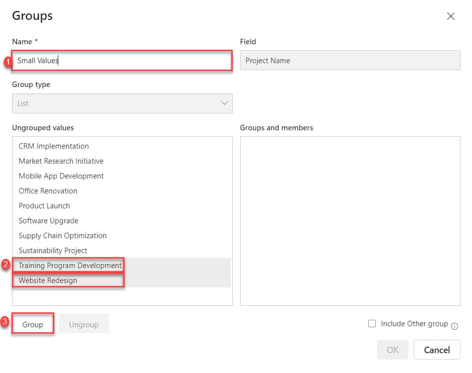 Power BI pie chart grouping