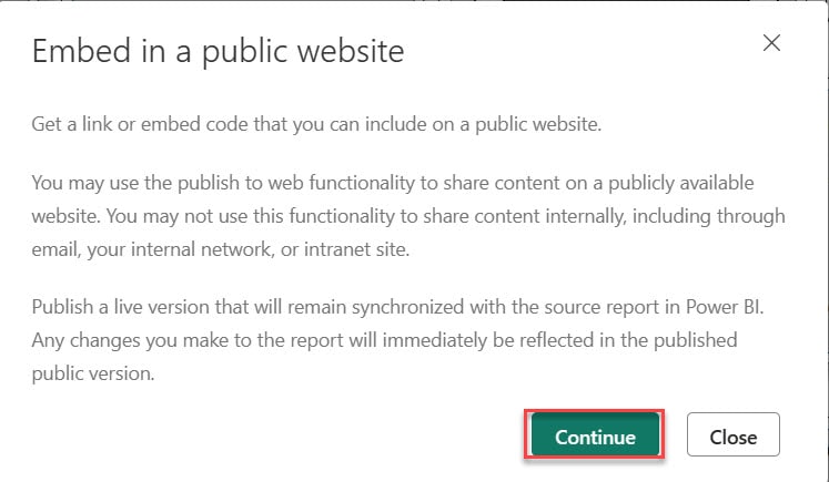 power bi publish to web