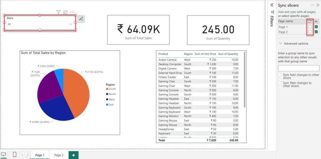 power bi remove sync slicers