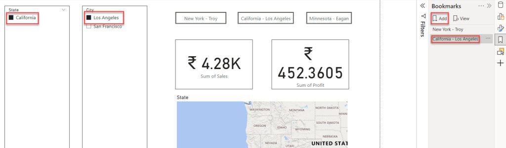 Power BI select bookmark based on slicer