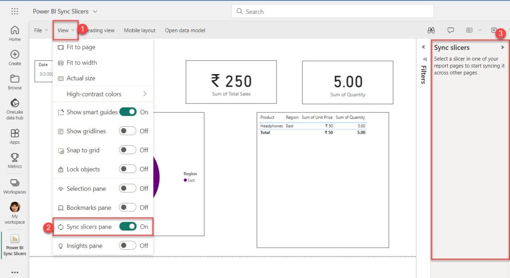 power bi service sync slicer