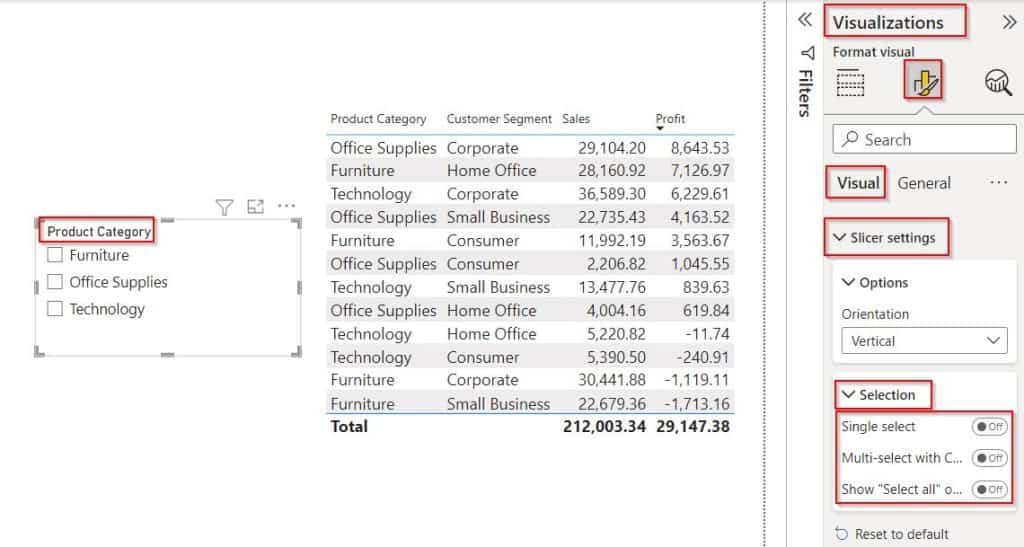 Power BI slicer multiple select without ctrl example