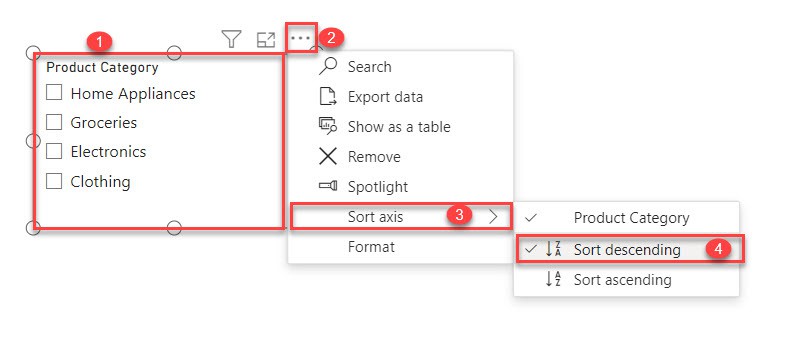 power bi slicer order descending