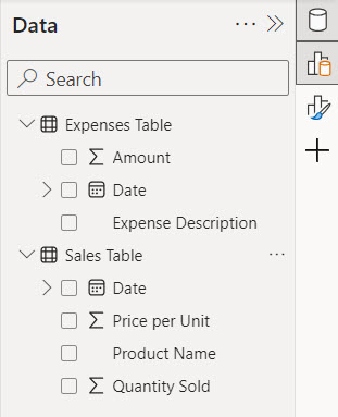 Power BI sum two columns from different tables example