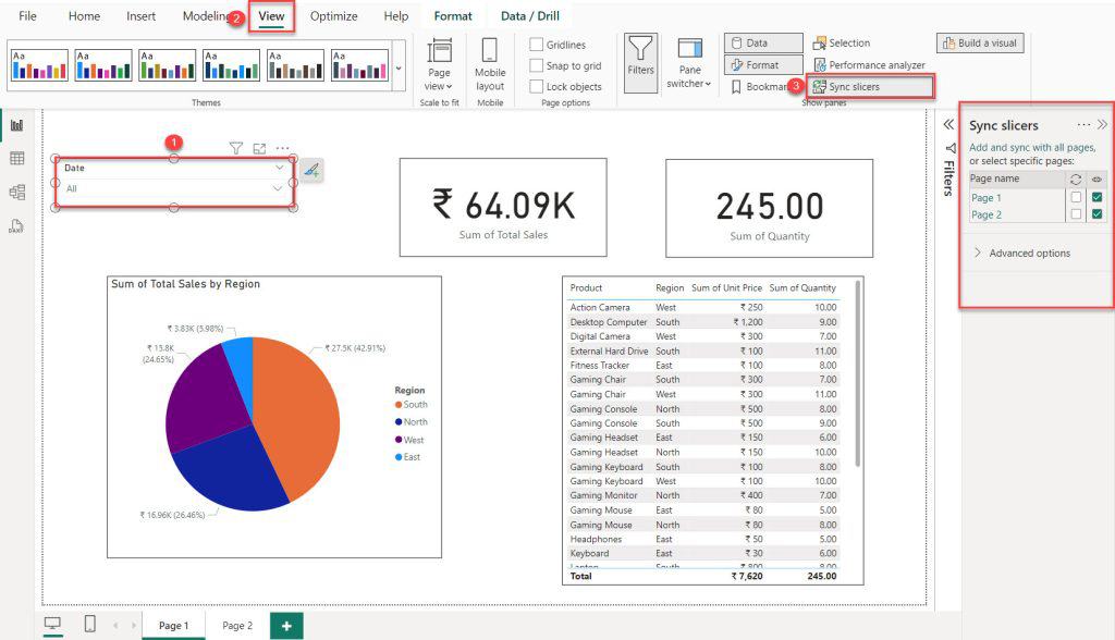 power bi sync multiple slicers