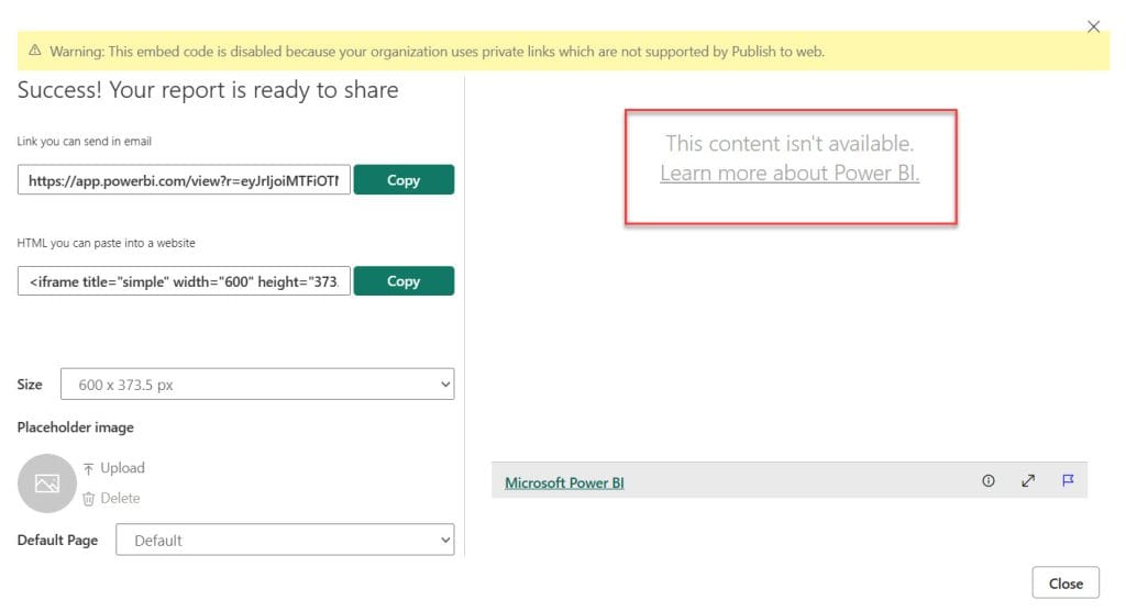 Power BI this content isn't available.