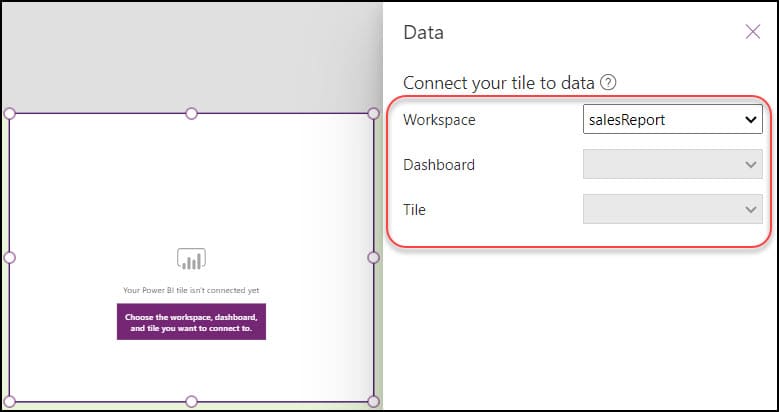 Power BI tile in Power Apps