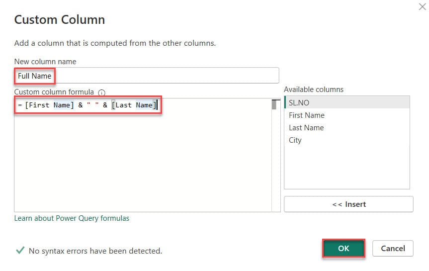 power query combine two columns