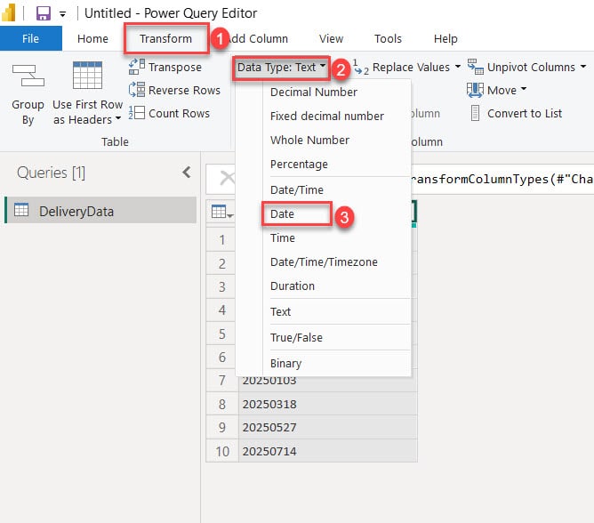 power query convert yyyymmdd to date