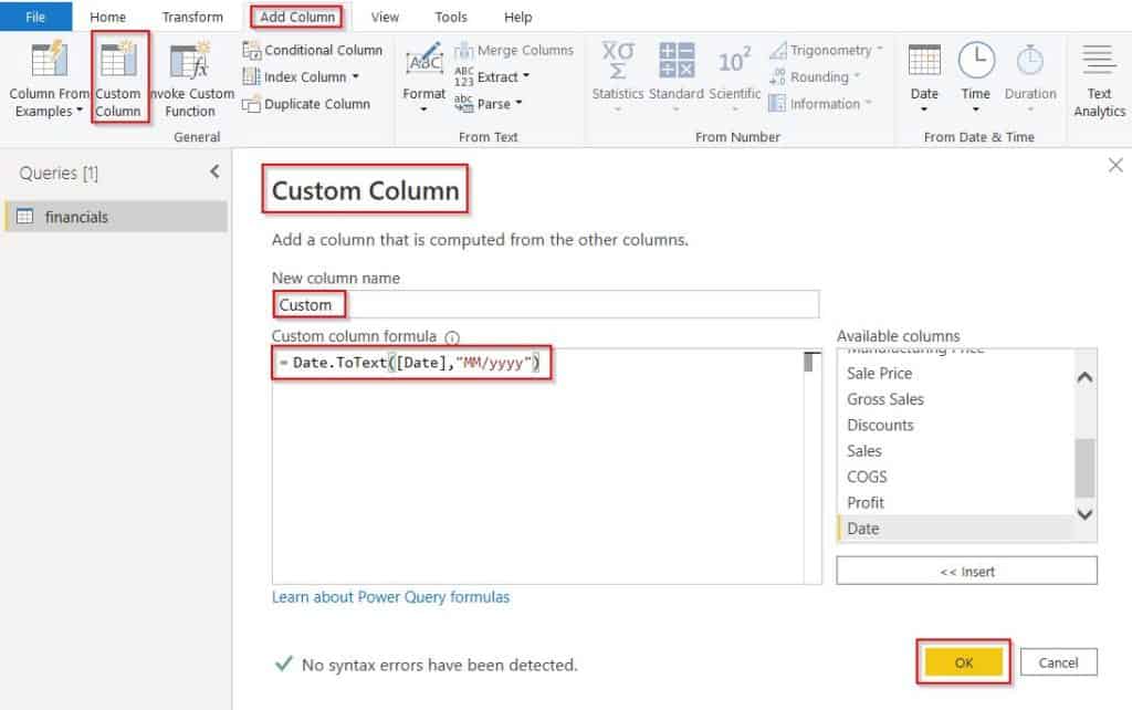 Power Query date to text