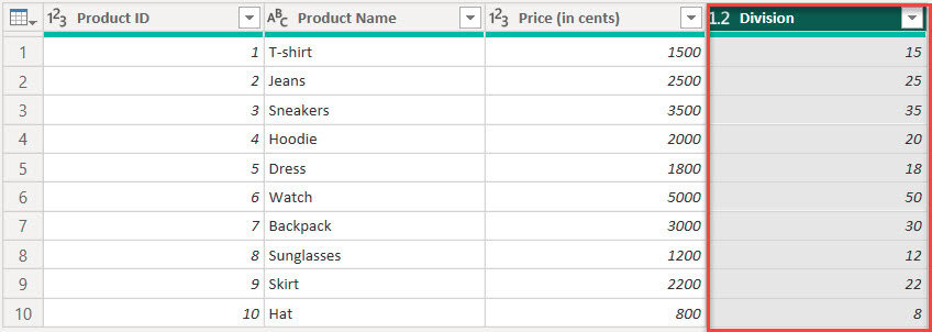 Power Query Divide Column by 100