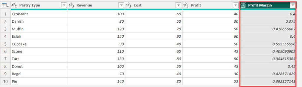 power query divide one column by another