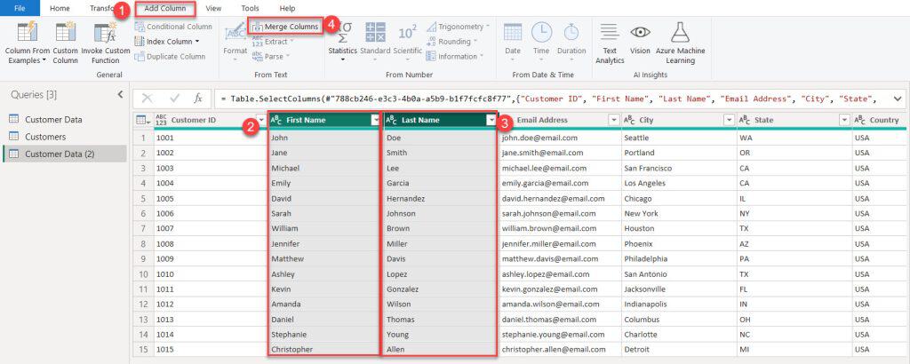 Power Query Merge Column but keep original column