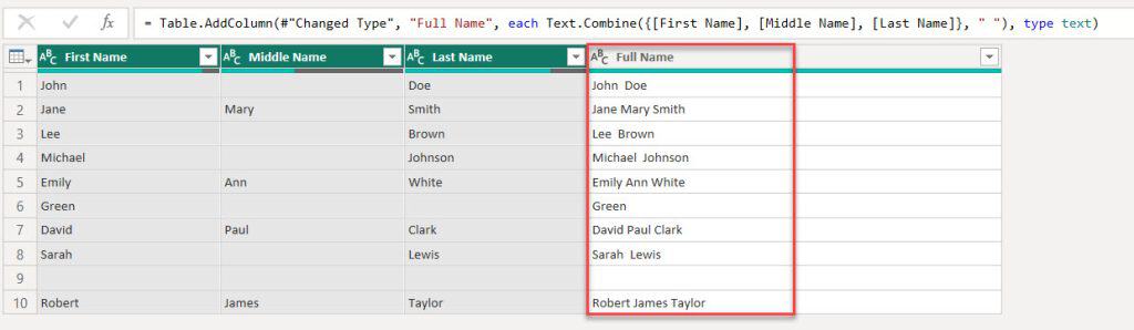 Power Query Merge Column Ignore Null