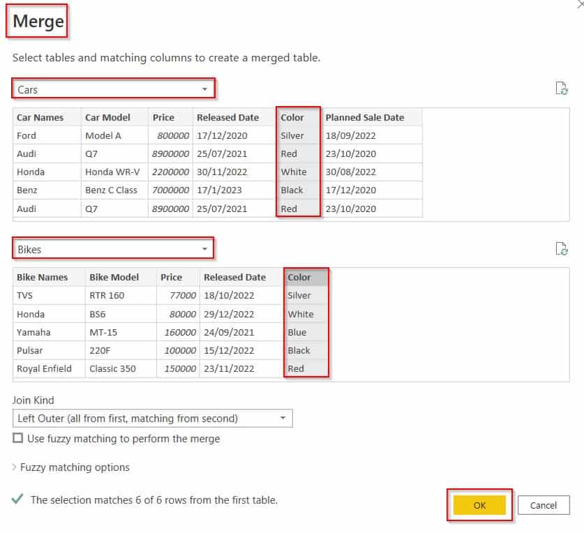 Power Query Merge two tables example