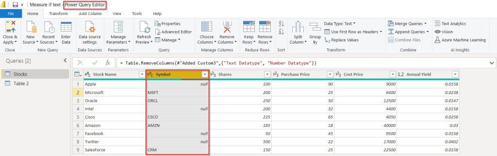 Power query replaces null in all columns