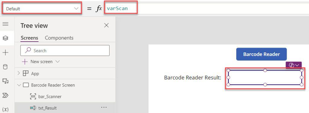 powerapps barcode reader example