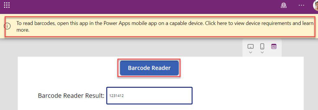 powerapps barcode scanner