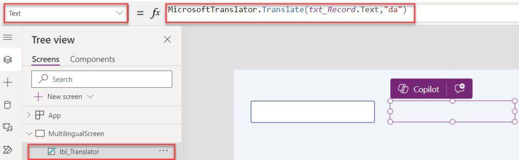 powerapps change language