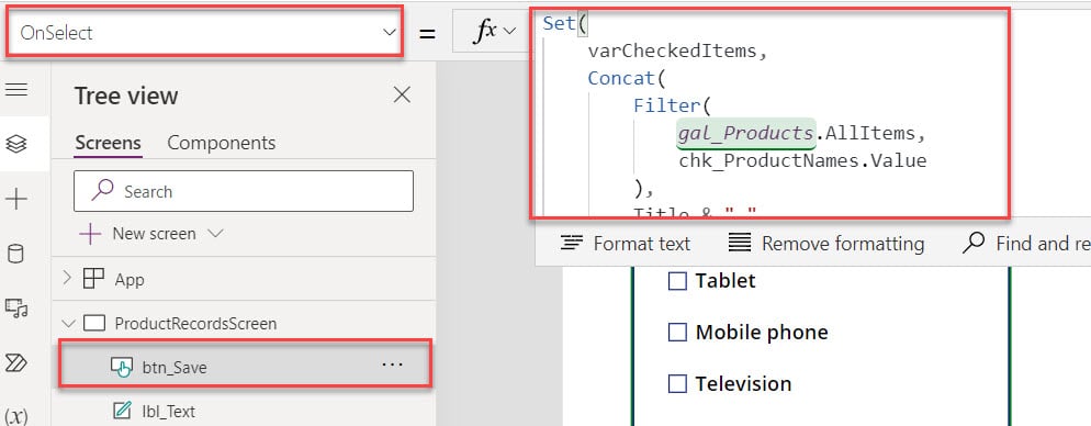 powerapps check box checked value