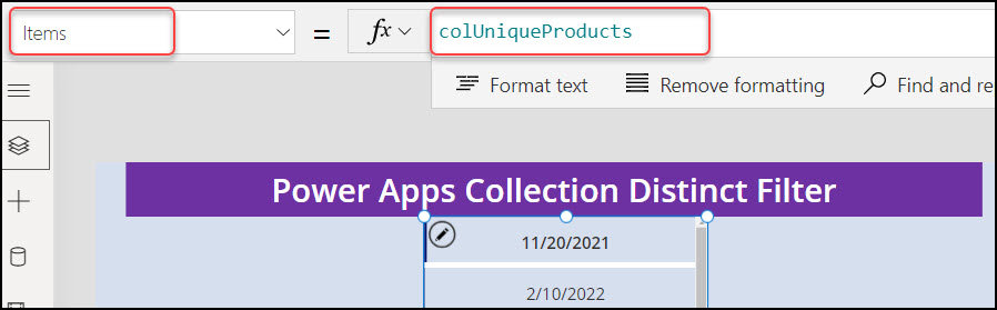 PowerApps Collection Distinct Filter With Date