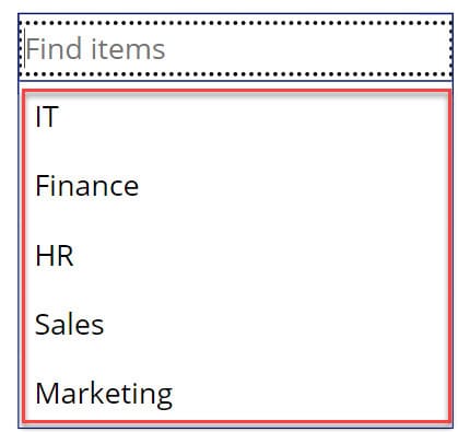 powerapps combobox items