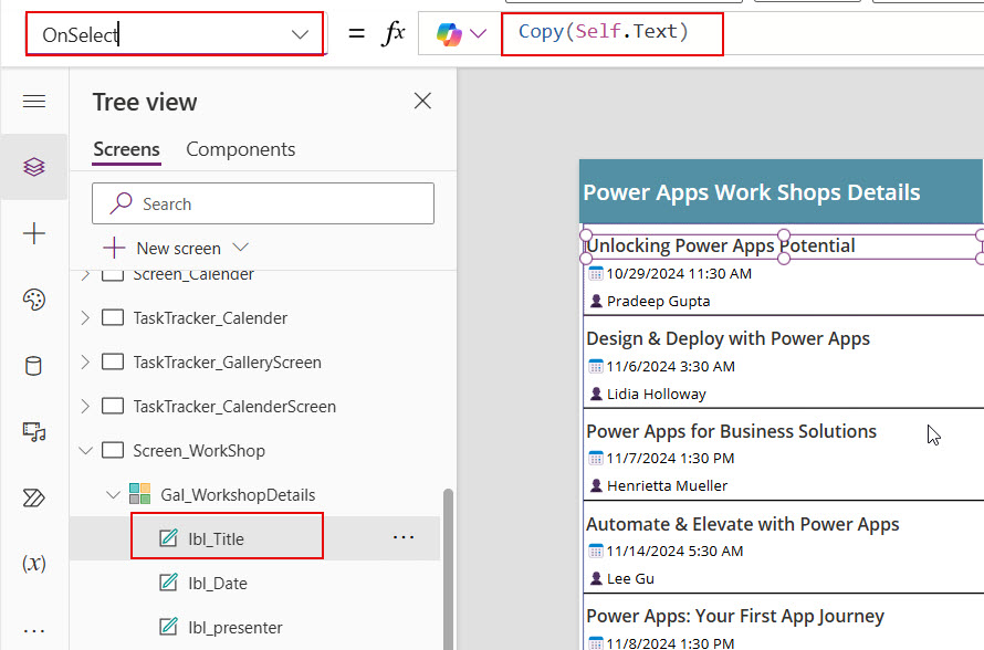 powerapps copy table to clipboard