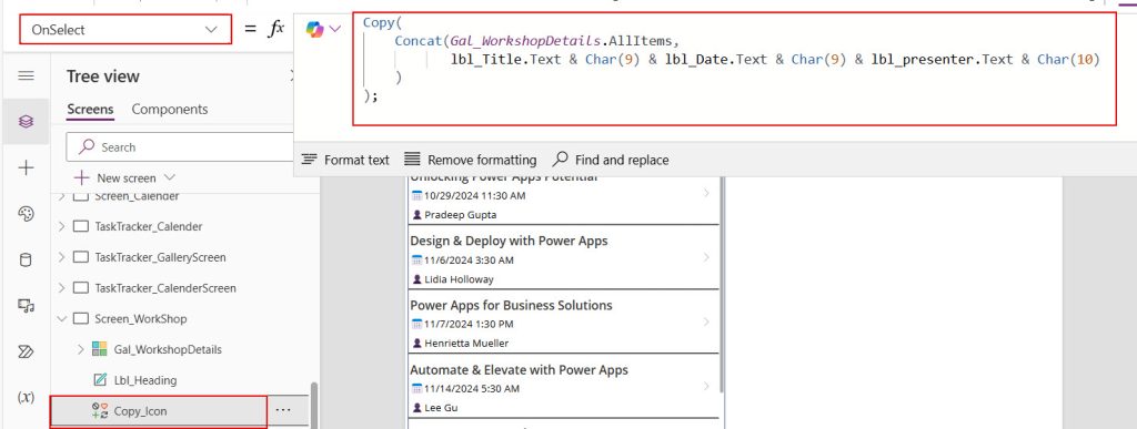 powerapps copy text to excel