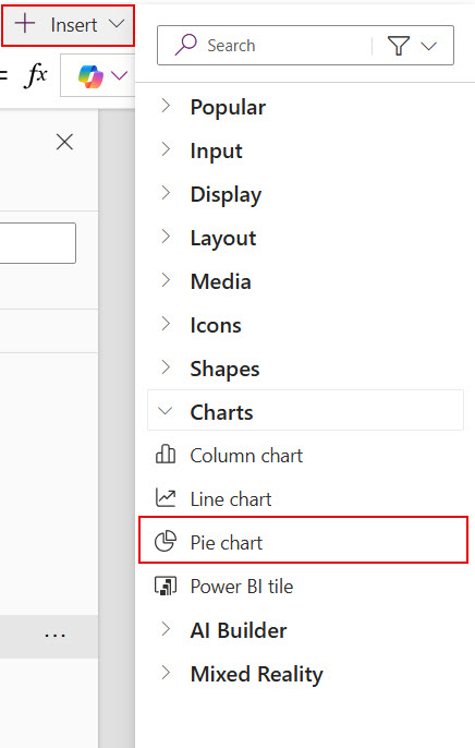 powerapps create chart from sharepoint list