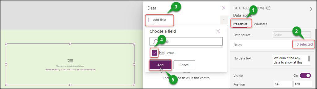 PowerApps Data table