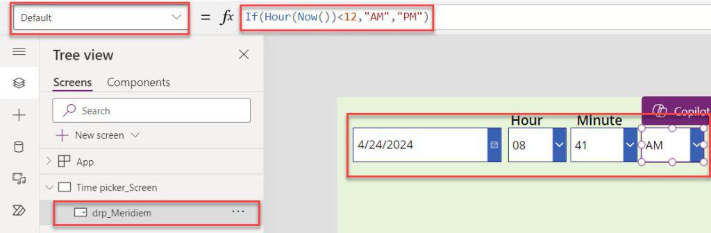 powerapps date time picker