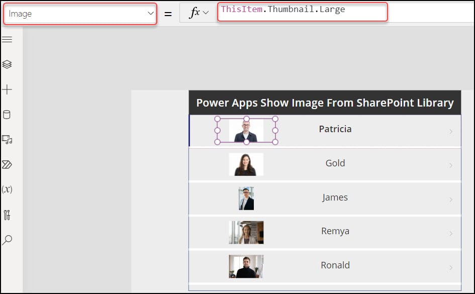 powerapps display image from sharepoint url