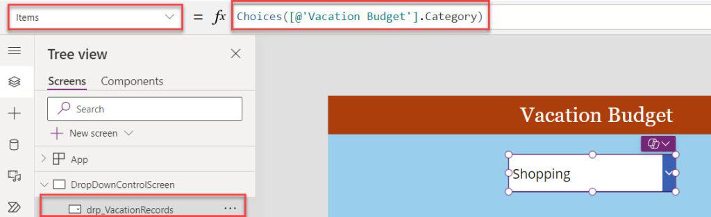 powerapps dropdown