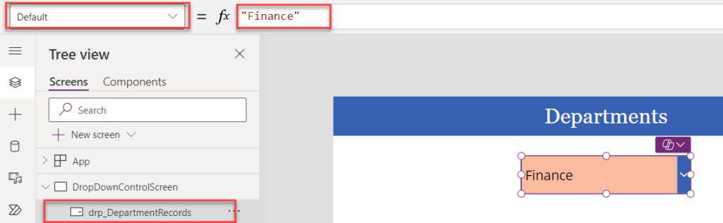 powerapps dropdown default value