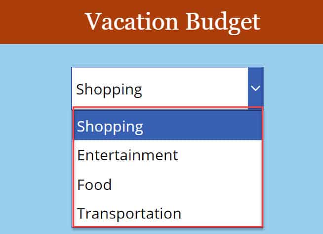 powerapps dropdown items