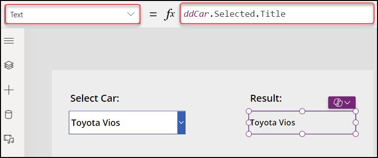 powerapps dropdown selected value