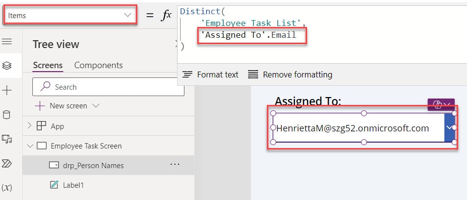 PowerApps Dropdown SharePoint Person or Group Field