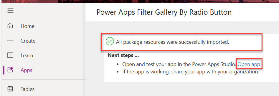 powerapps export app