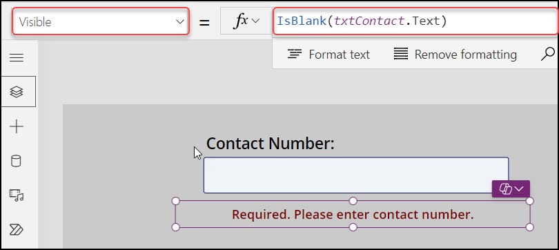 powerapps field validation