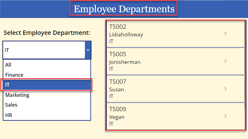 powerapps filter gallery based on dropdown