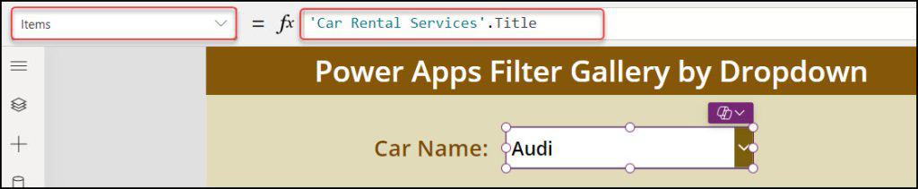 powerapps filter gallery by dropdown