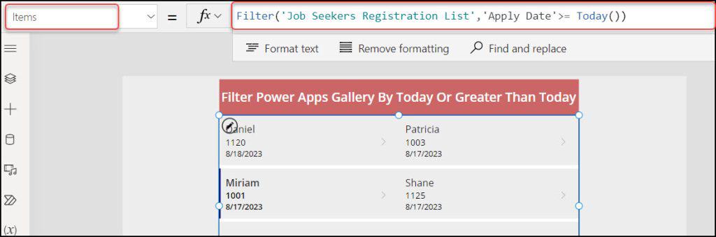 PowerApps Filter Gallery by Today's Date